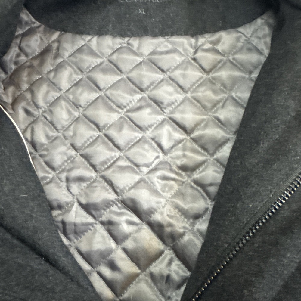 Calvin Klein Men's Charcoal Wool Zip‎ Snap Jacket - Quilt Lined Coat Men's Sz XL - Picture 3 of 10